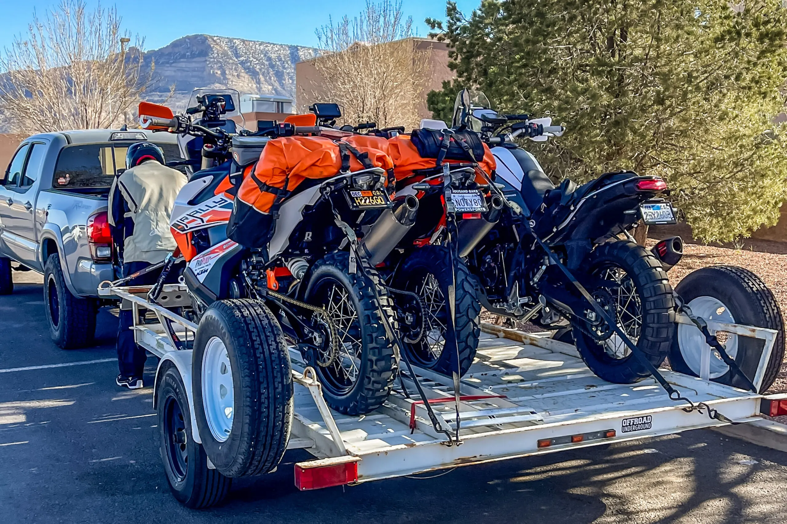 dirt bikes on trailer