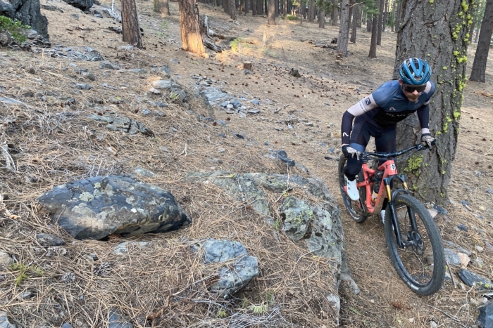 Riding in the Giro Aries helmet