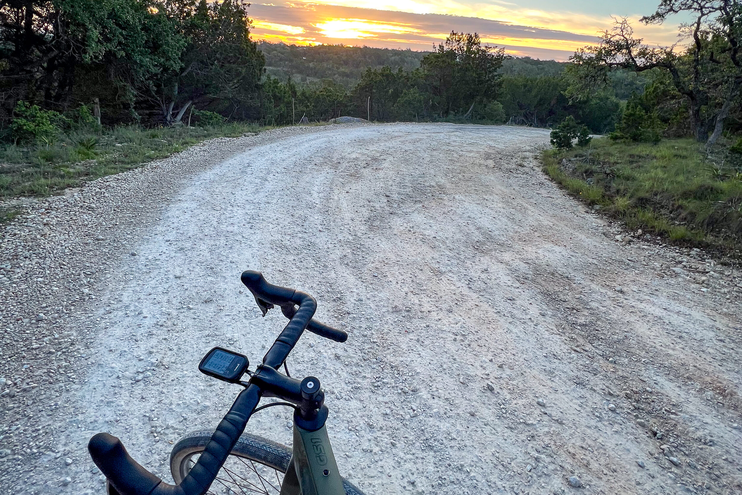 Gravel biking at sunrise