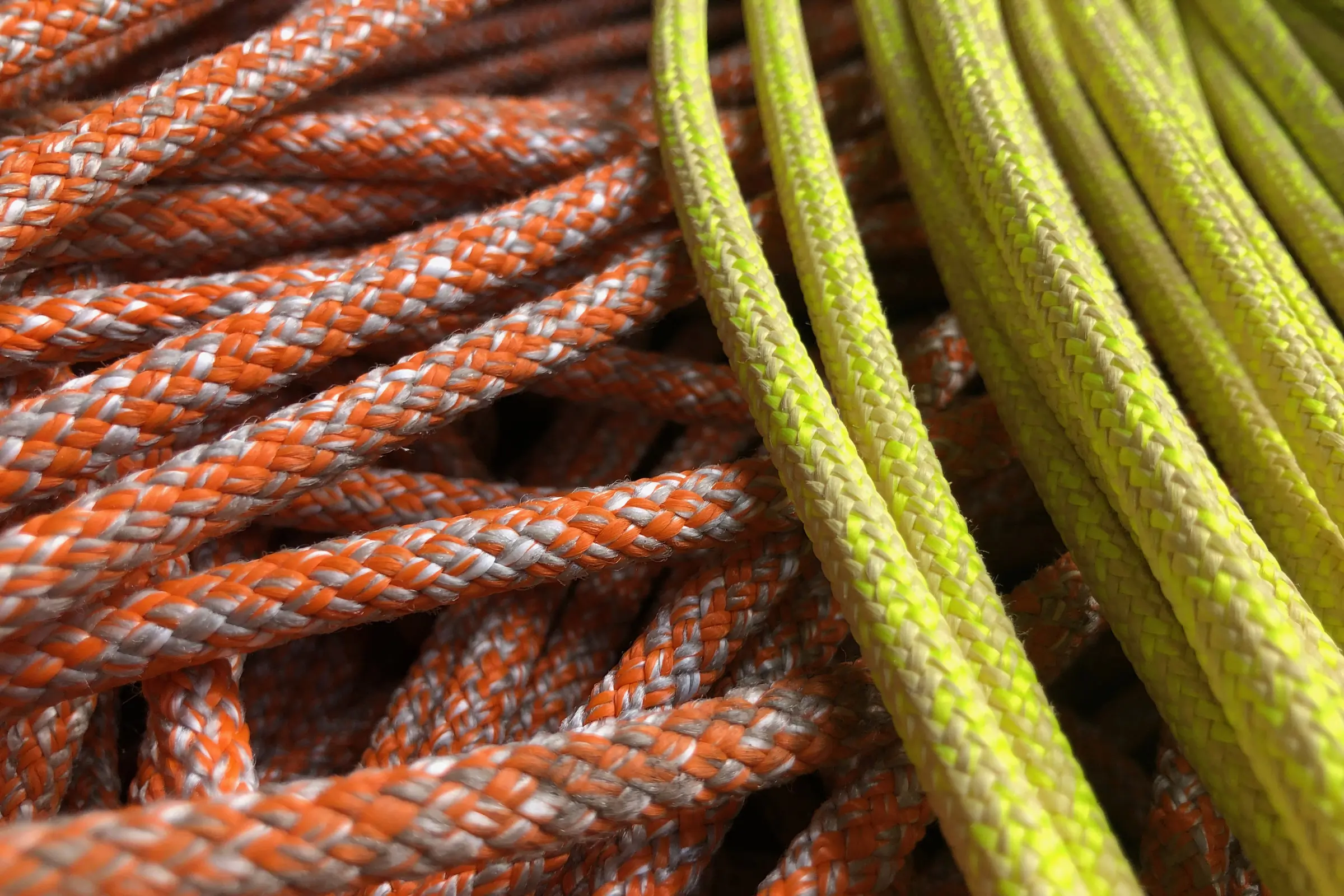 Petzl RAD Line and Mammut Glacier Cord hyperstatic cord go head to head; (photo/Bergen Tjossem)