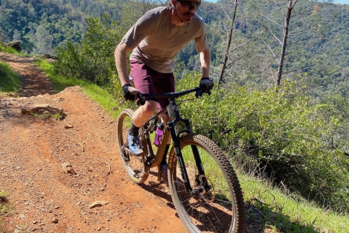 Riding in the Shimano XC9 mountain bike shoes