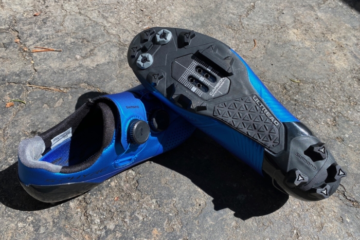 The sole of the Shimano XC9 mountain bike shoes