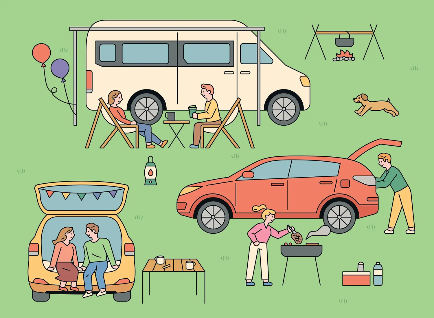 Overlanding or car camping illustration