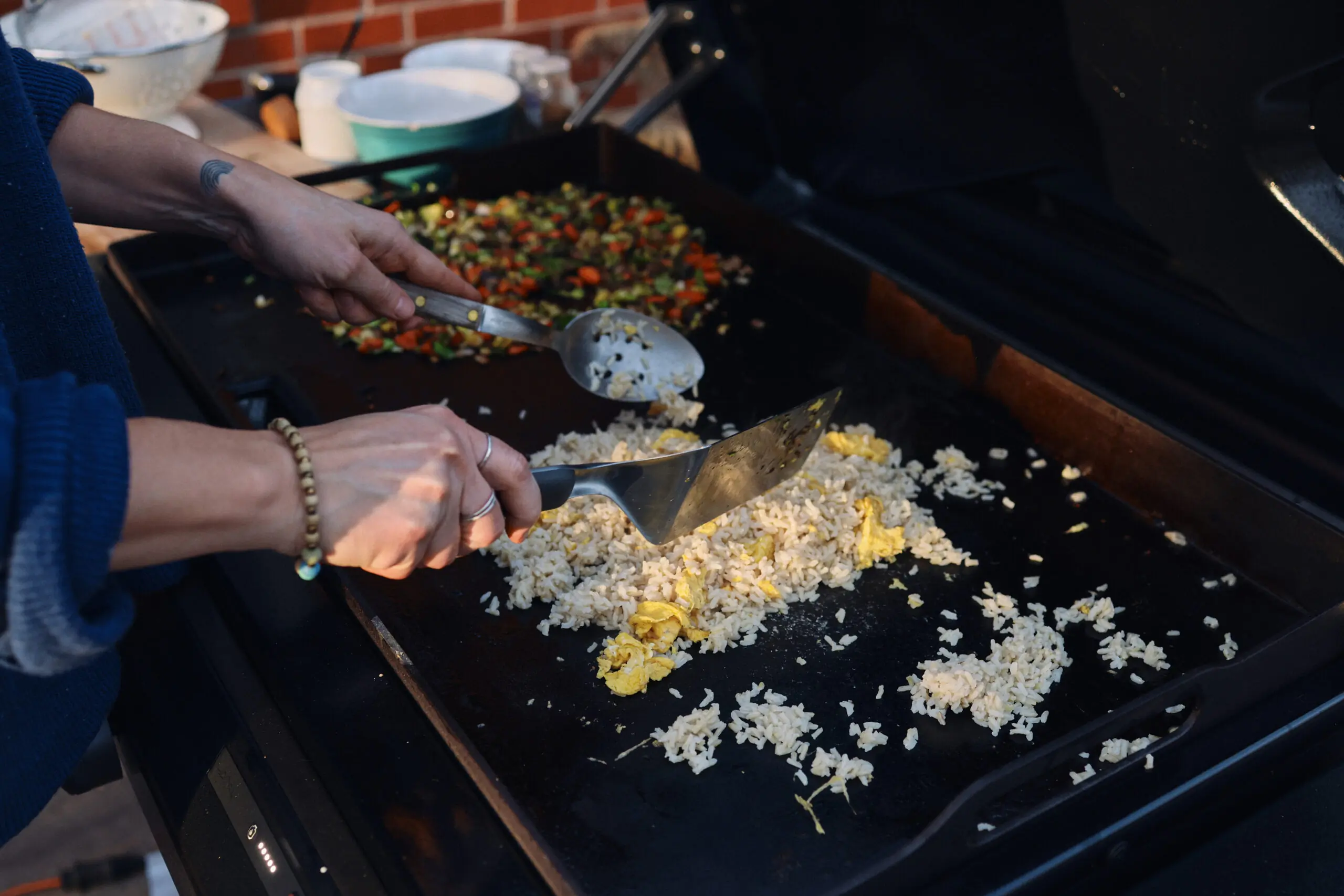 traeger flatrock propane grill cooking fried rice