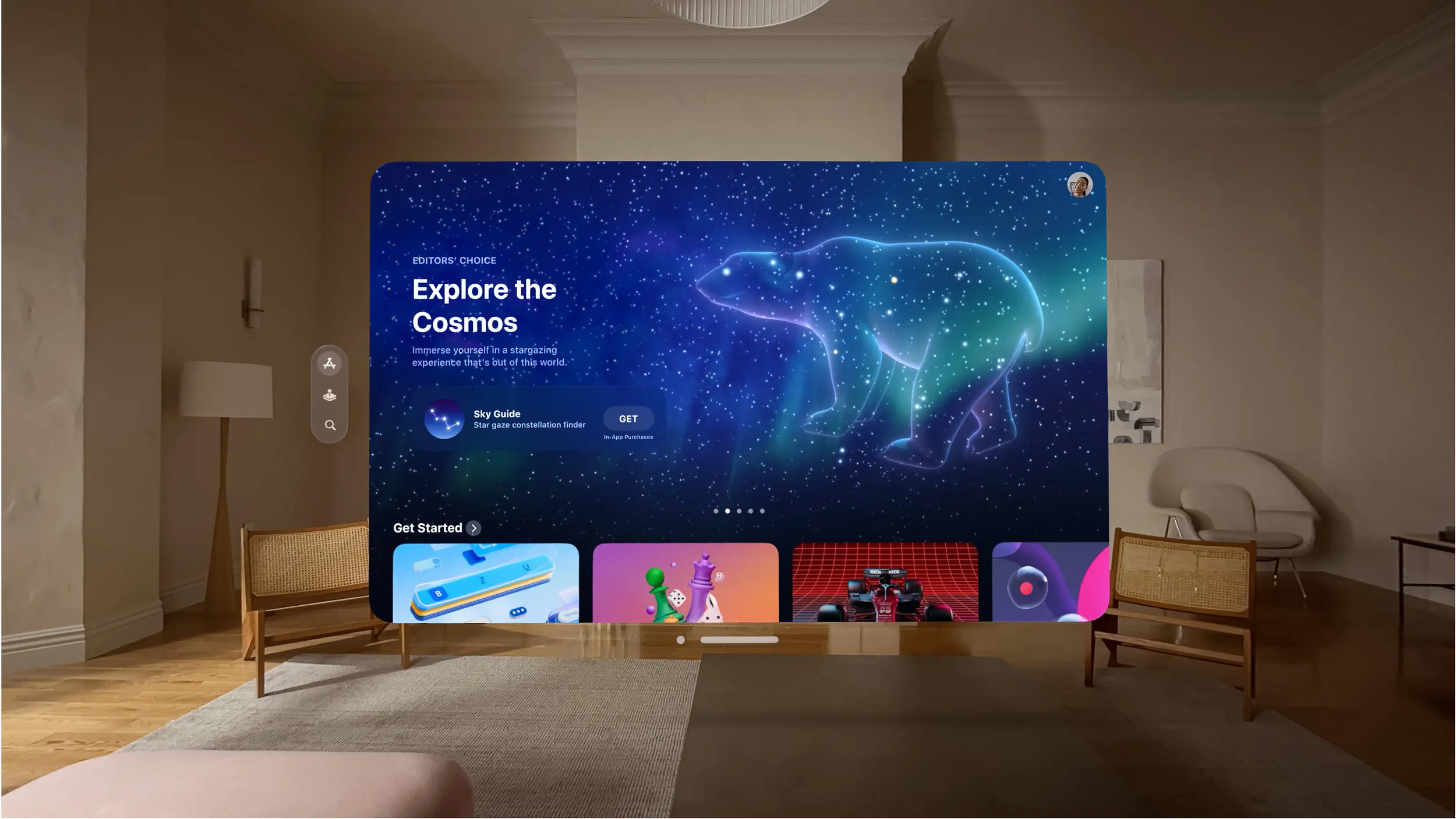apple vision pro constellation display in living room