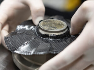 intricate hand labor during carbon fiber bicycle frame manufacturing