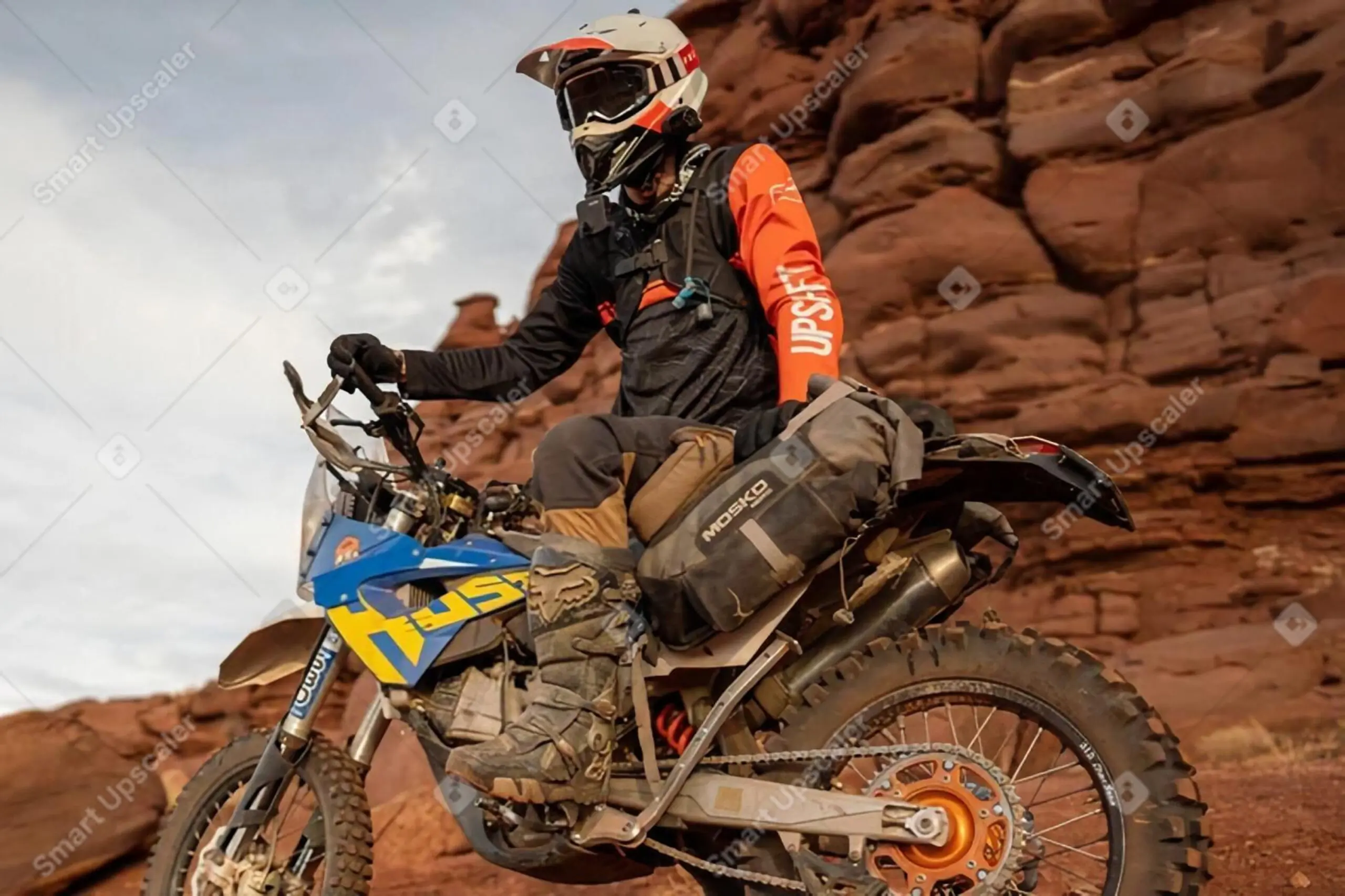 Mosko Moto Reckless soft bags on a DS for off-road travel