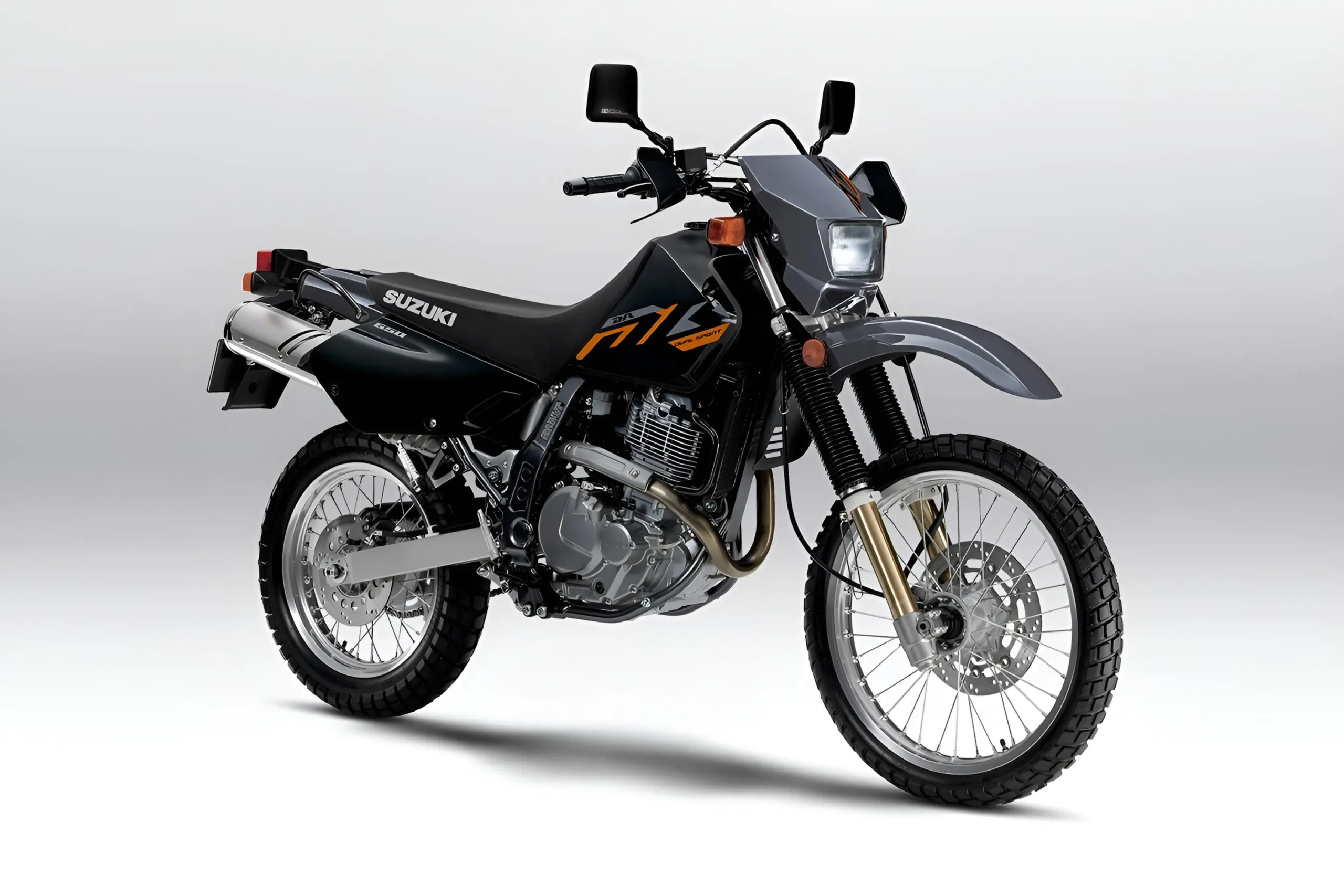 Suzuki DR650S dual-sport with a 3.4 gal stock gas tank