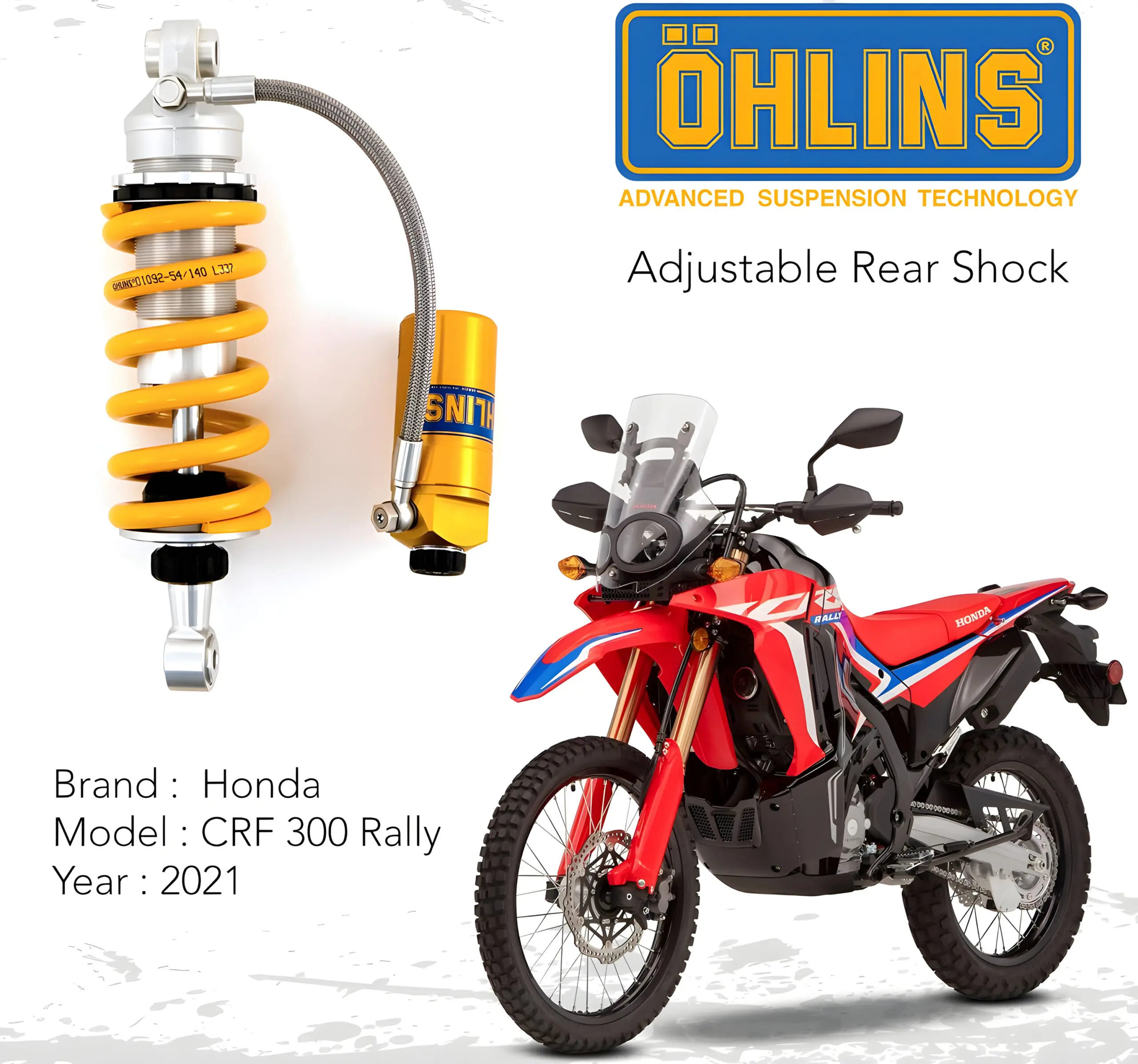 Aftermarket rear shock absorber for Honda CRF300L Rally