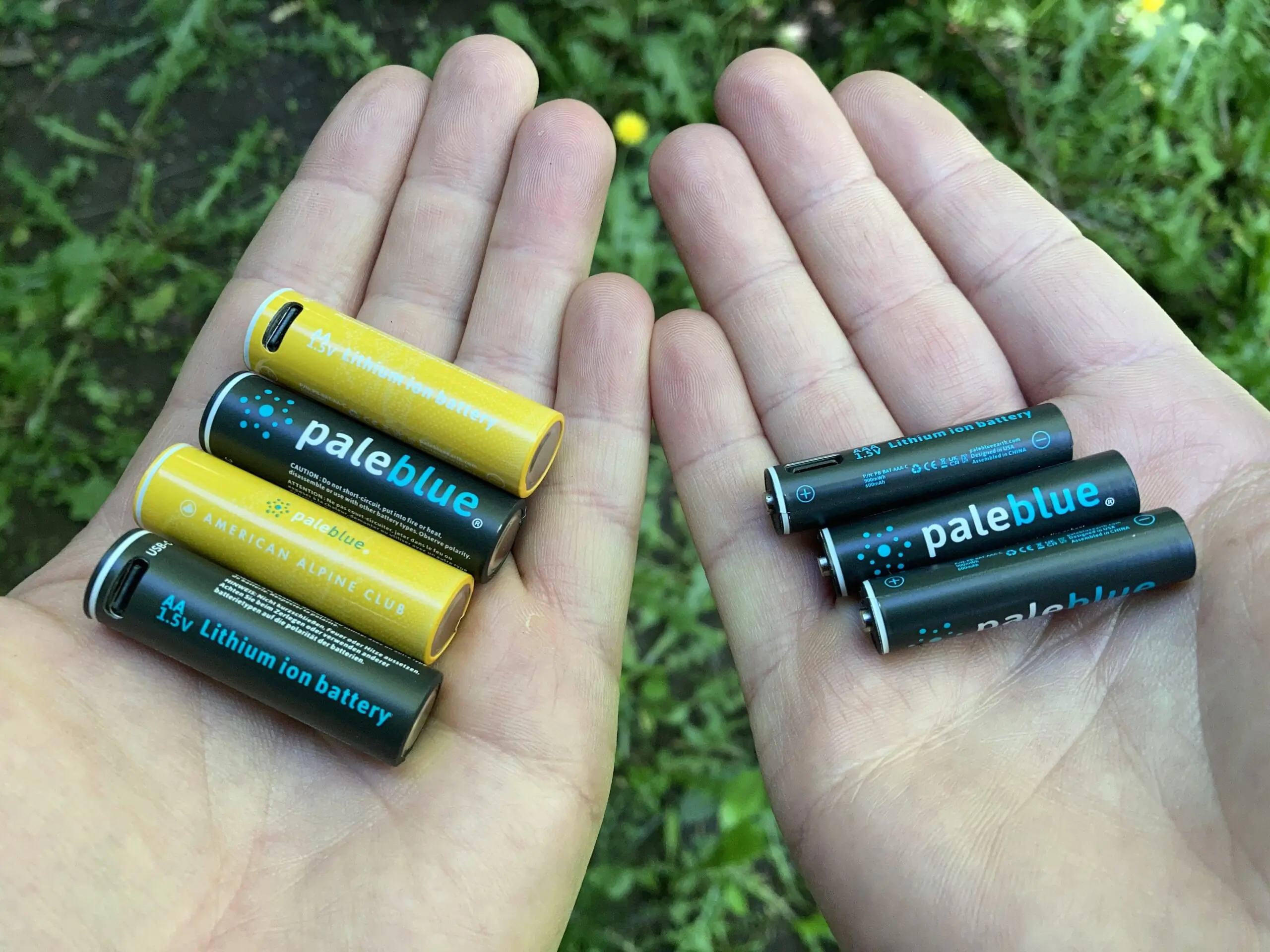 Pale Blue Earth AA and AAA rechargeable batteries; (photo/Cameron Martindale)