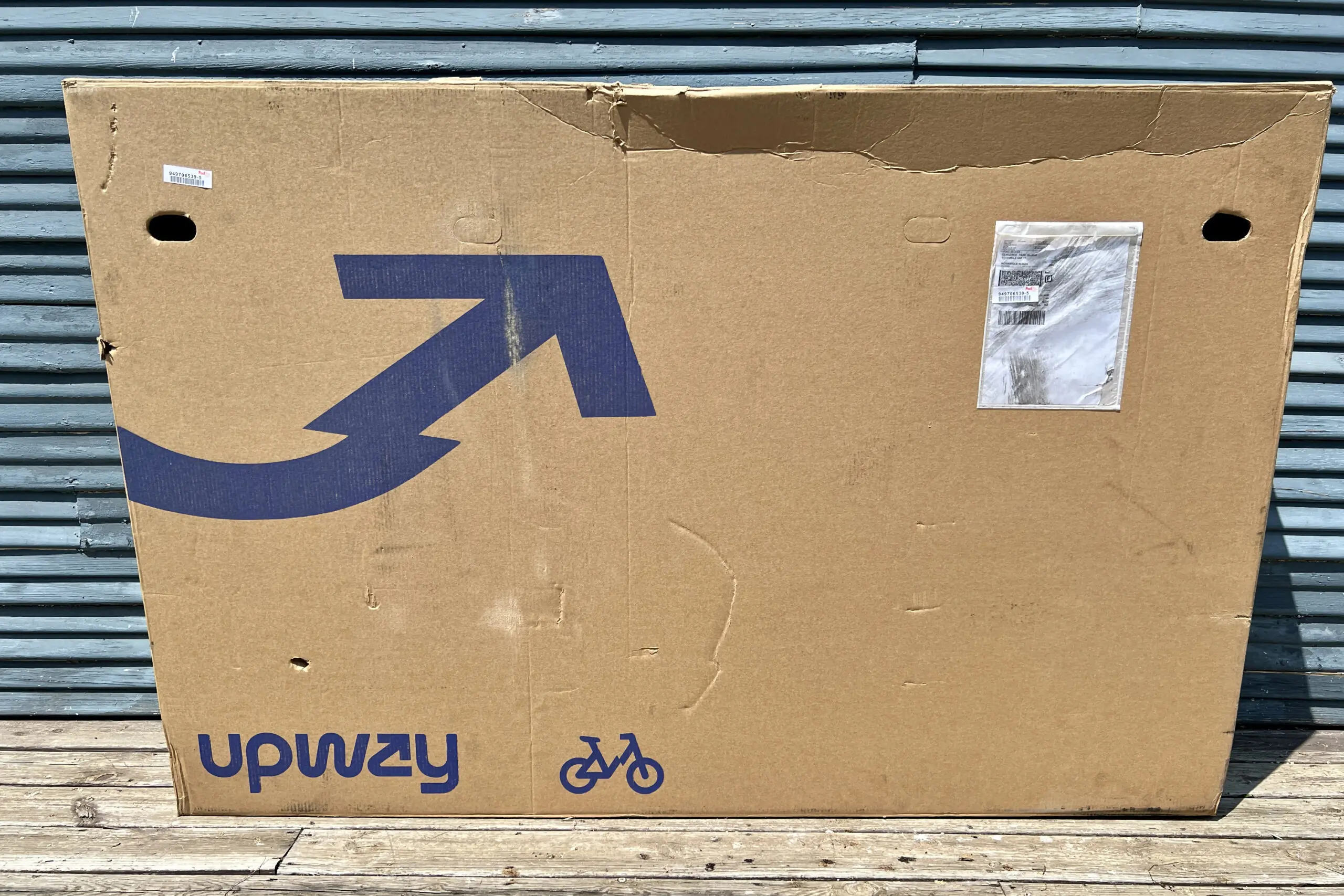 Upway shipping box for our "how to buy a used e-bike"