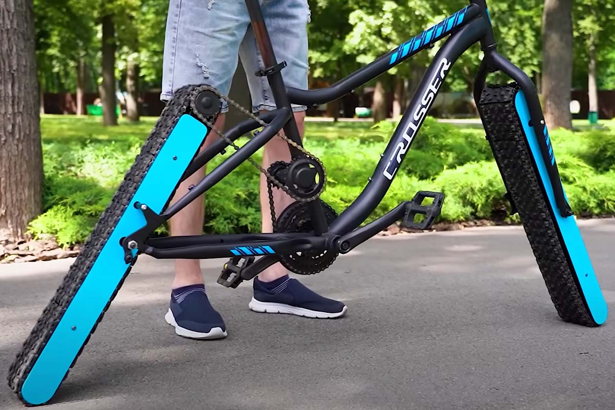 YouTube's Q Engineer takes his latest invention for a ride; (photo/screenshot)