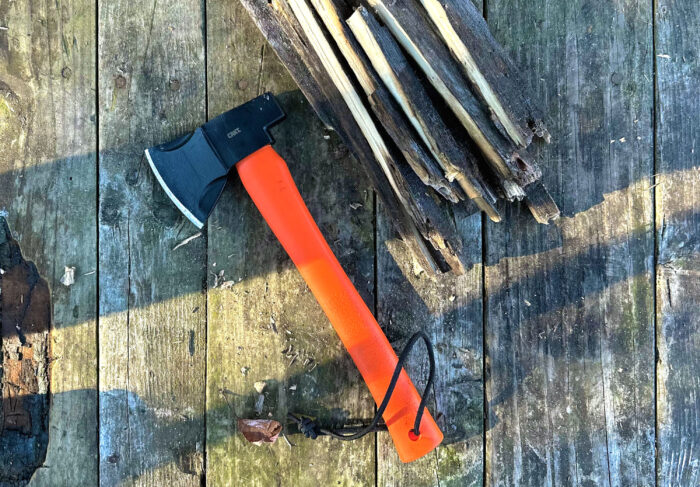 CRKT Chogan Splitting Wood