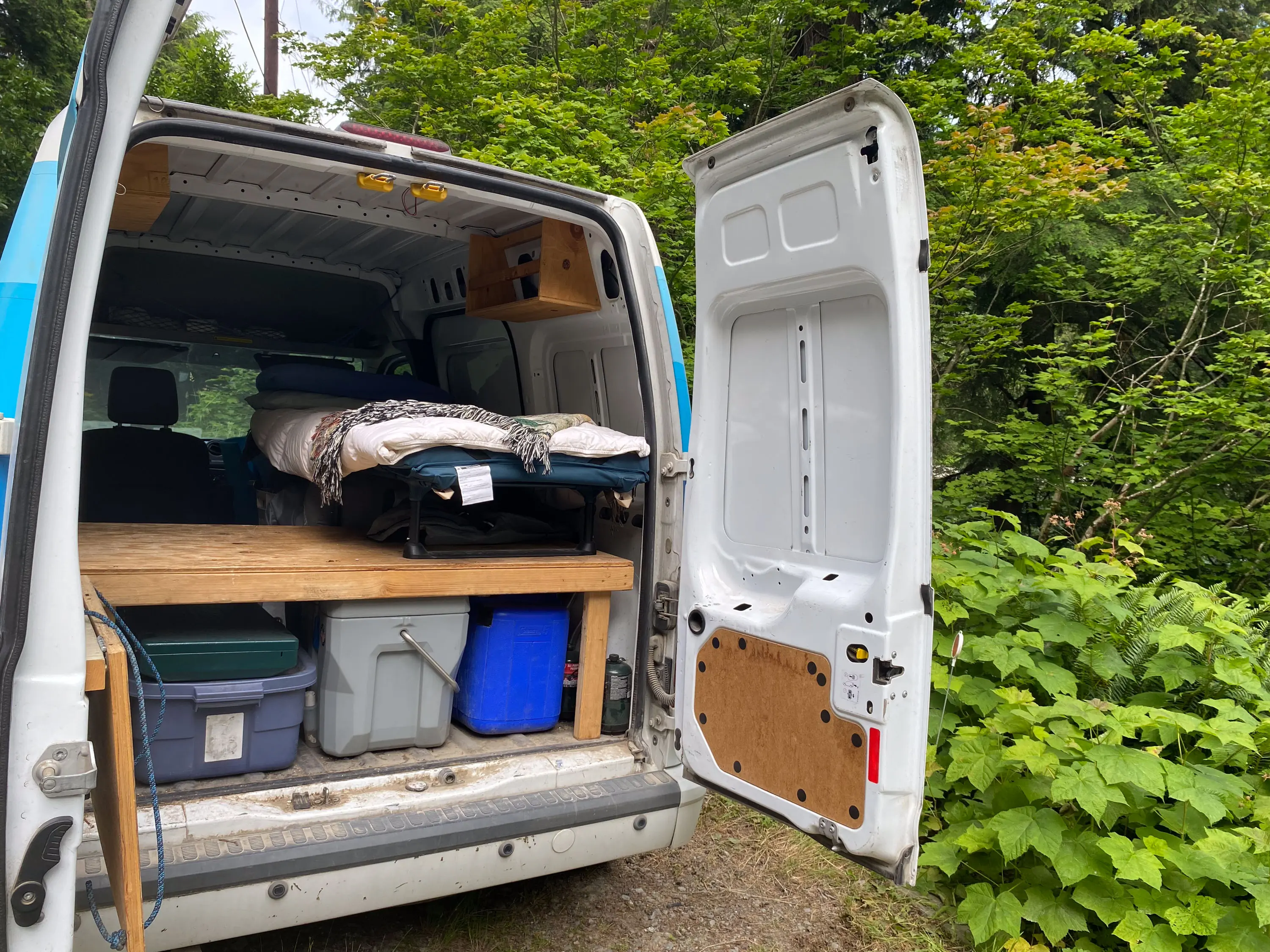 REI Co-op Trailgate Cot Inside Van Build Out