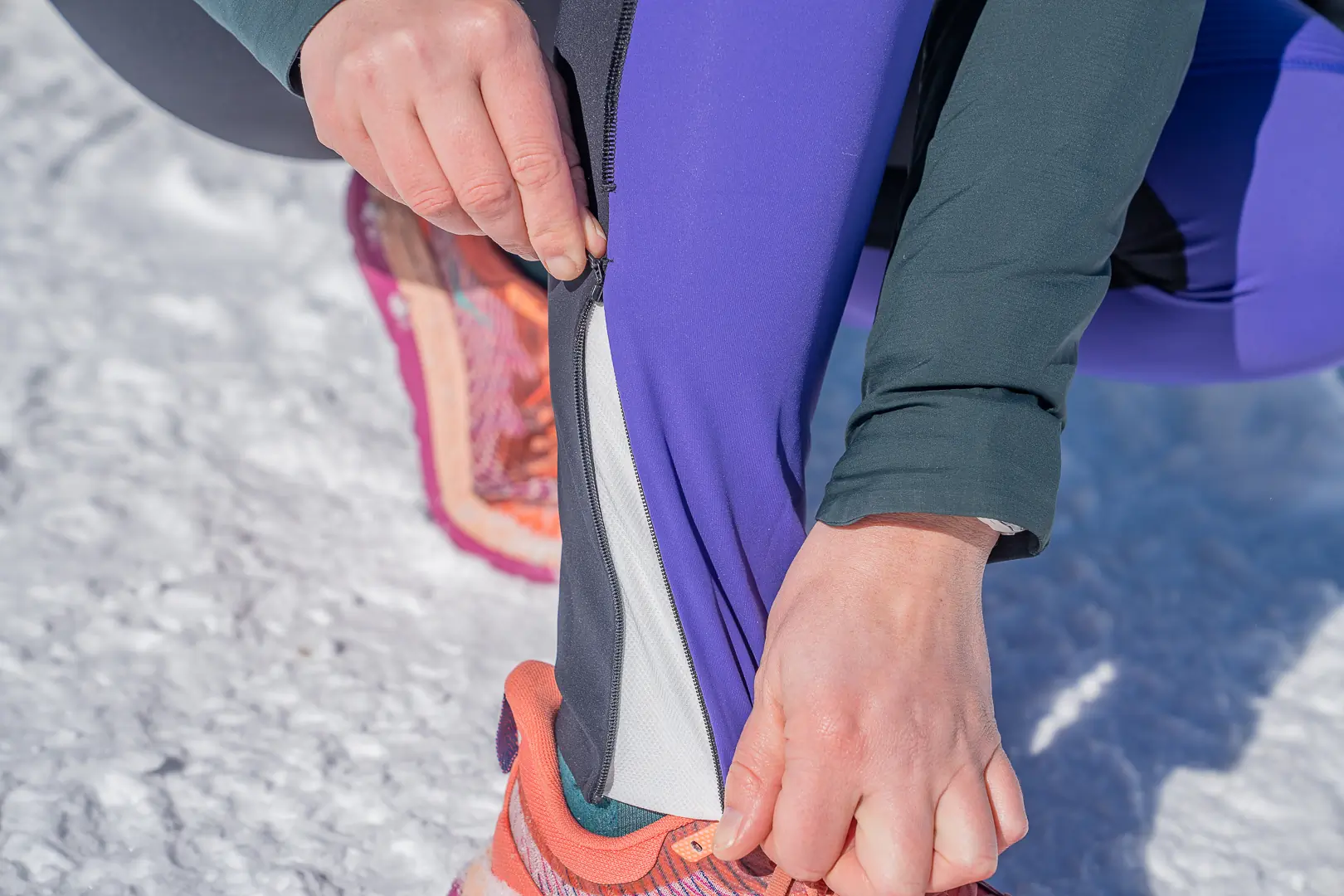 winter running tights for women - ankle zipper