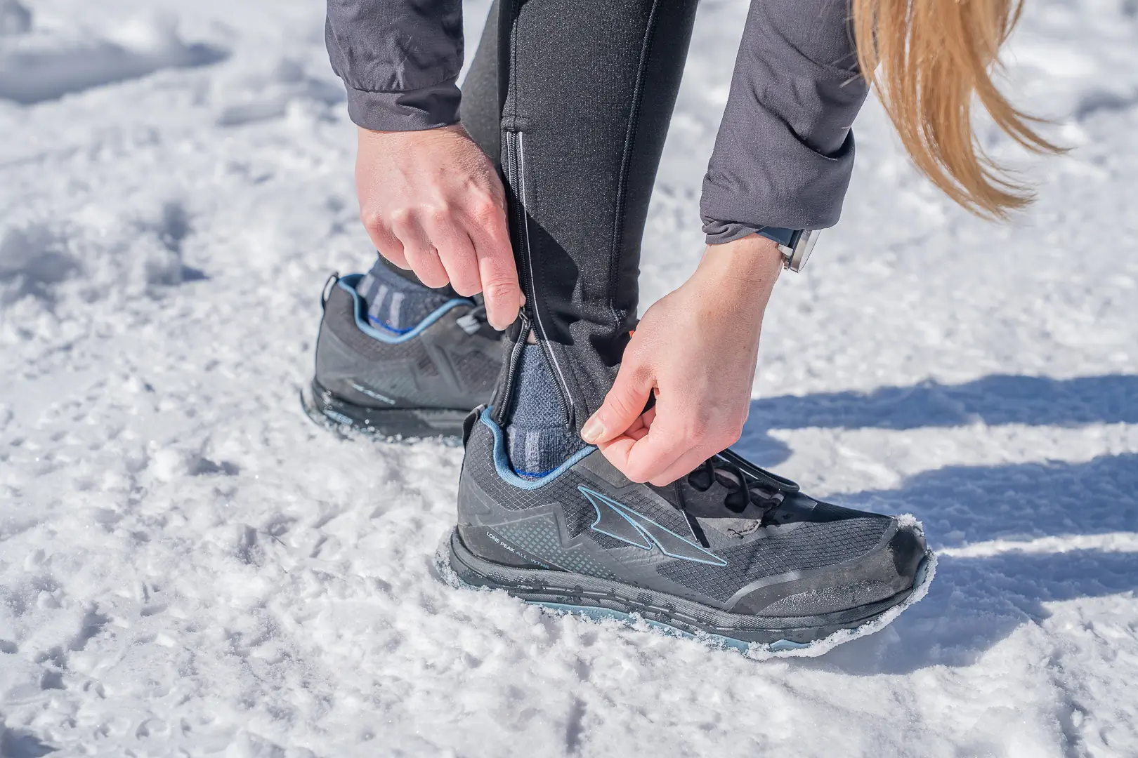 women's winter running tights - ankle zipper