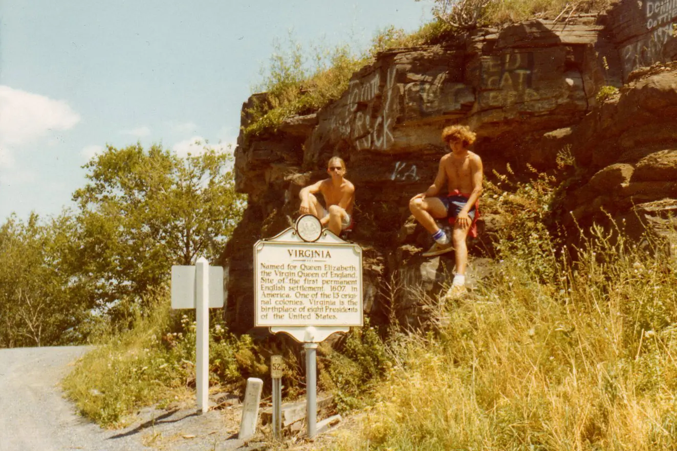 1976 - Mike & Jeff at Virginia Border