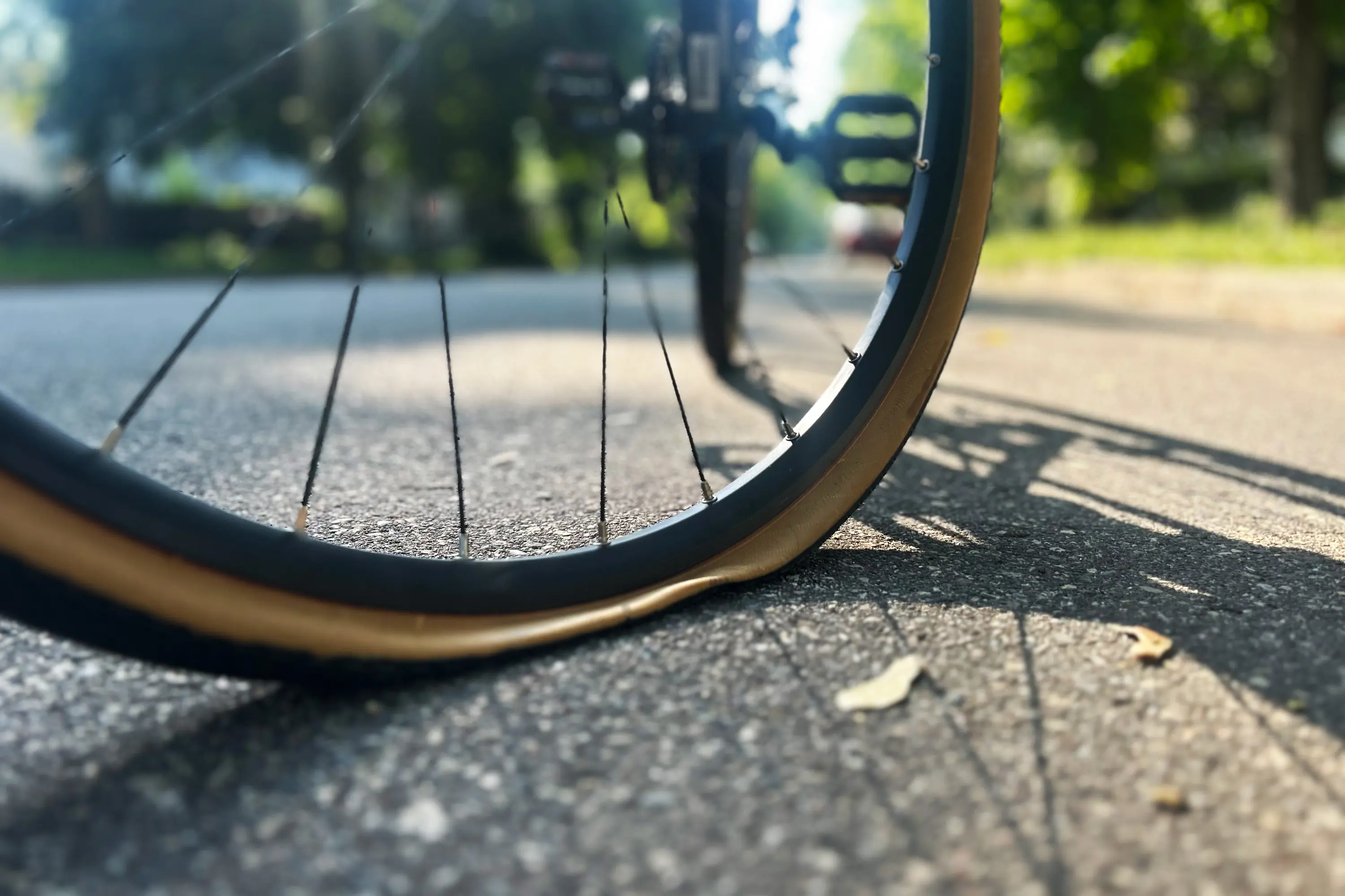 flat front tire on a road bike