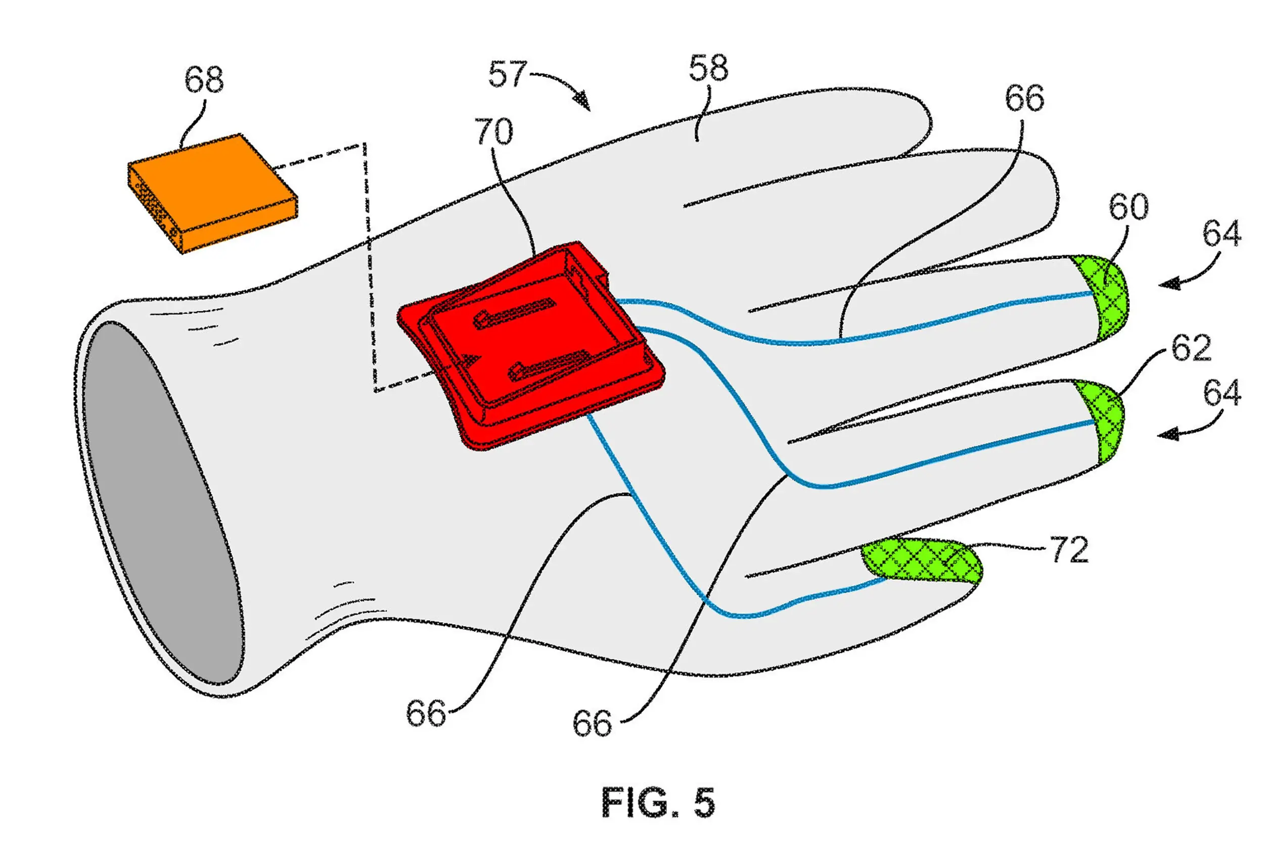 a patent illustration of the wearable shifting device
