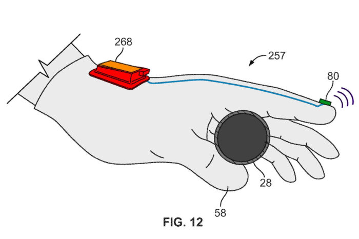 a patent illustration of the wearable shifting device