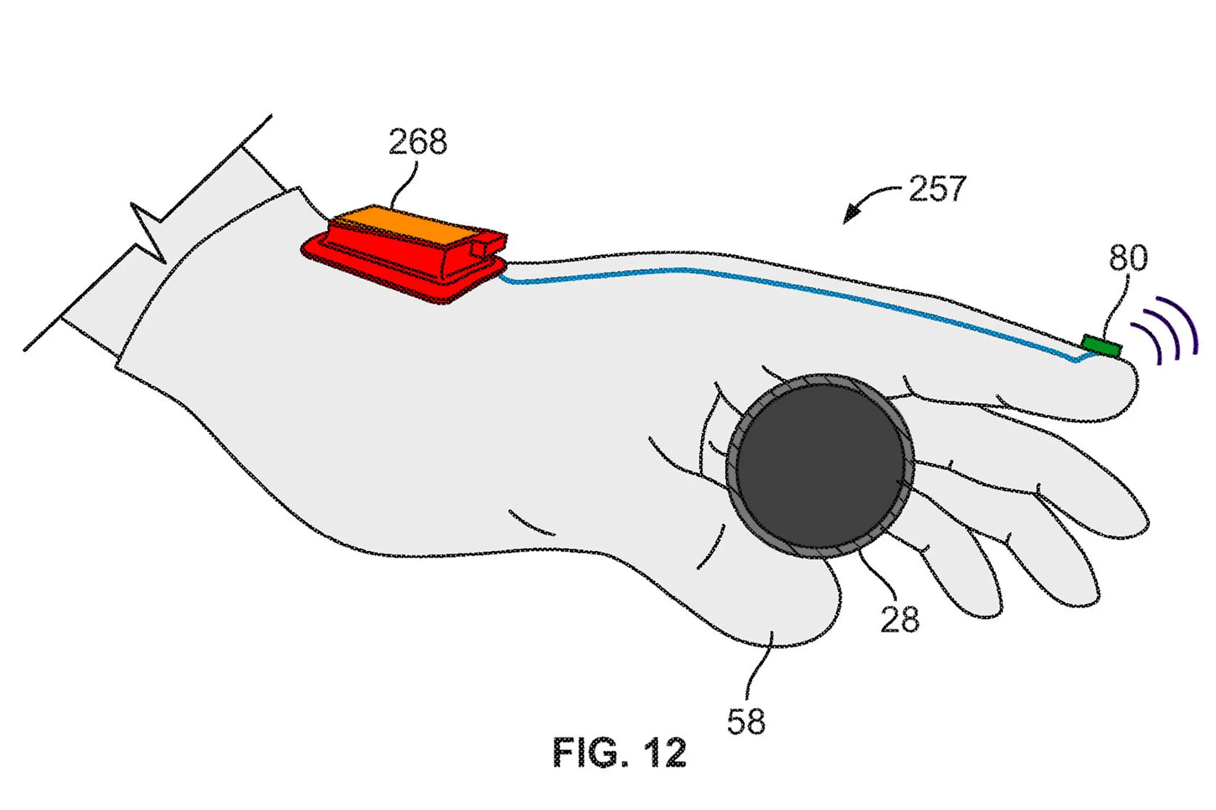 a patent illustration of the wearable shifting device