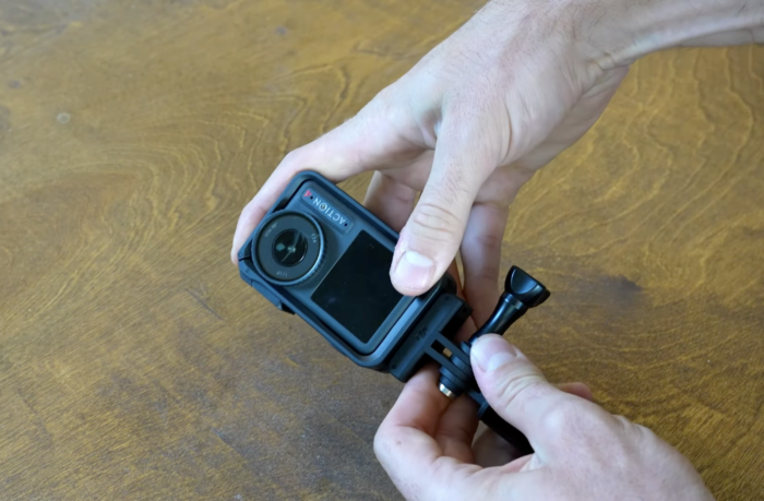 the DJI osmo camera switches from horizontal to vertical in about a second thanks to magnets on both sides. 