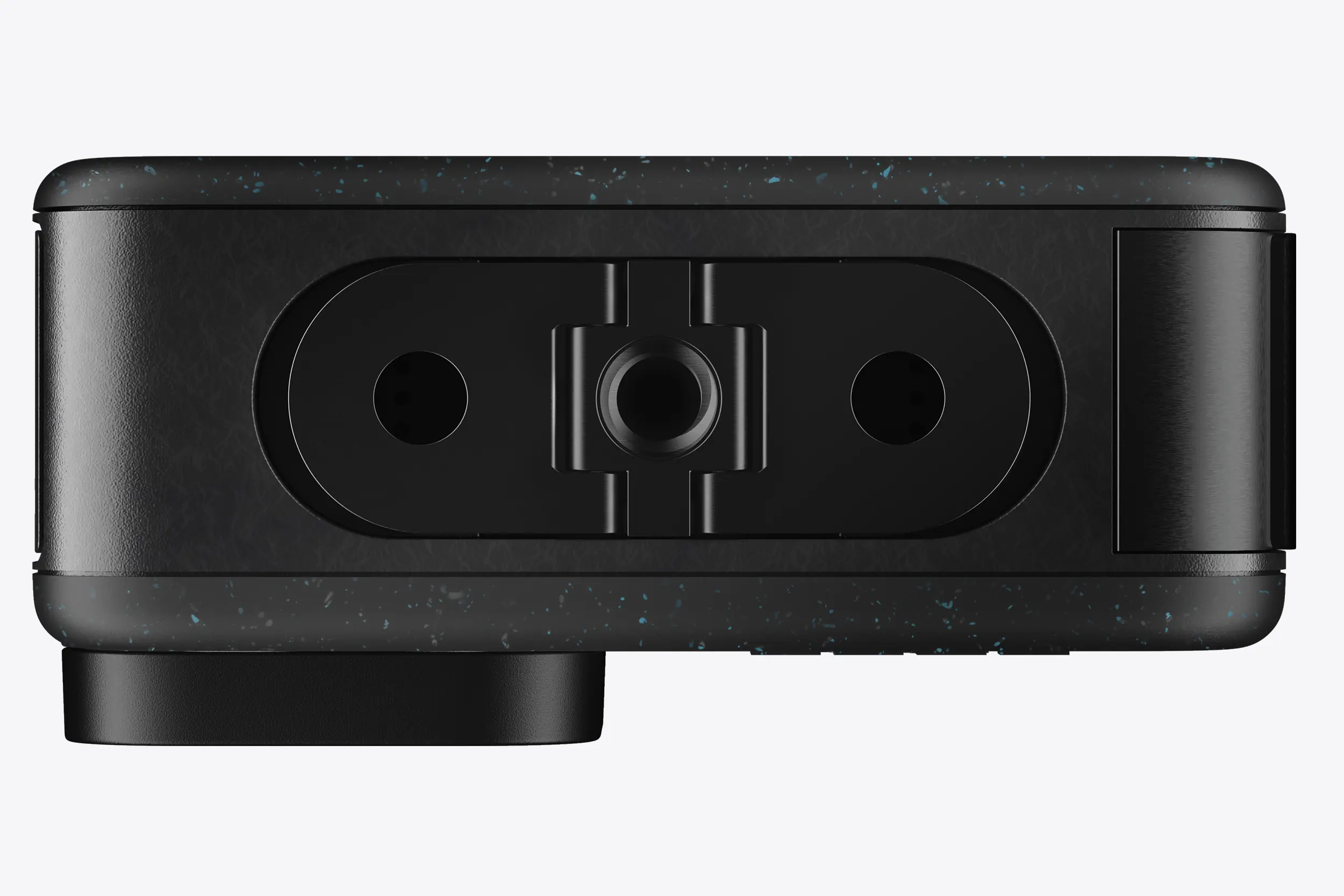 The bottom of the GoPro HERO12 Black showing it's widely compatible mounting system