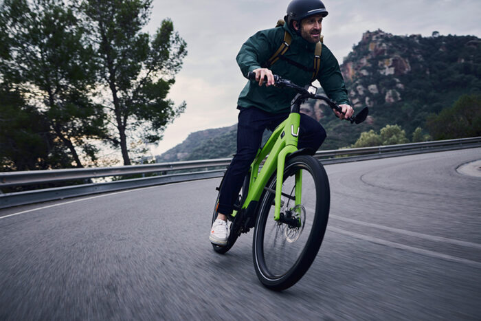 a man riding an e-bike