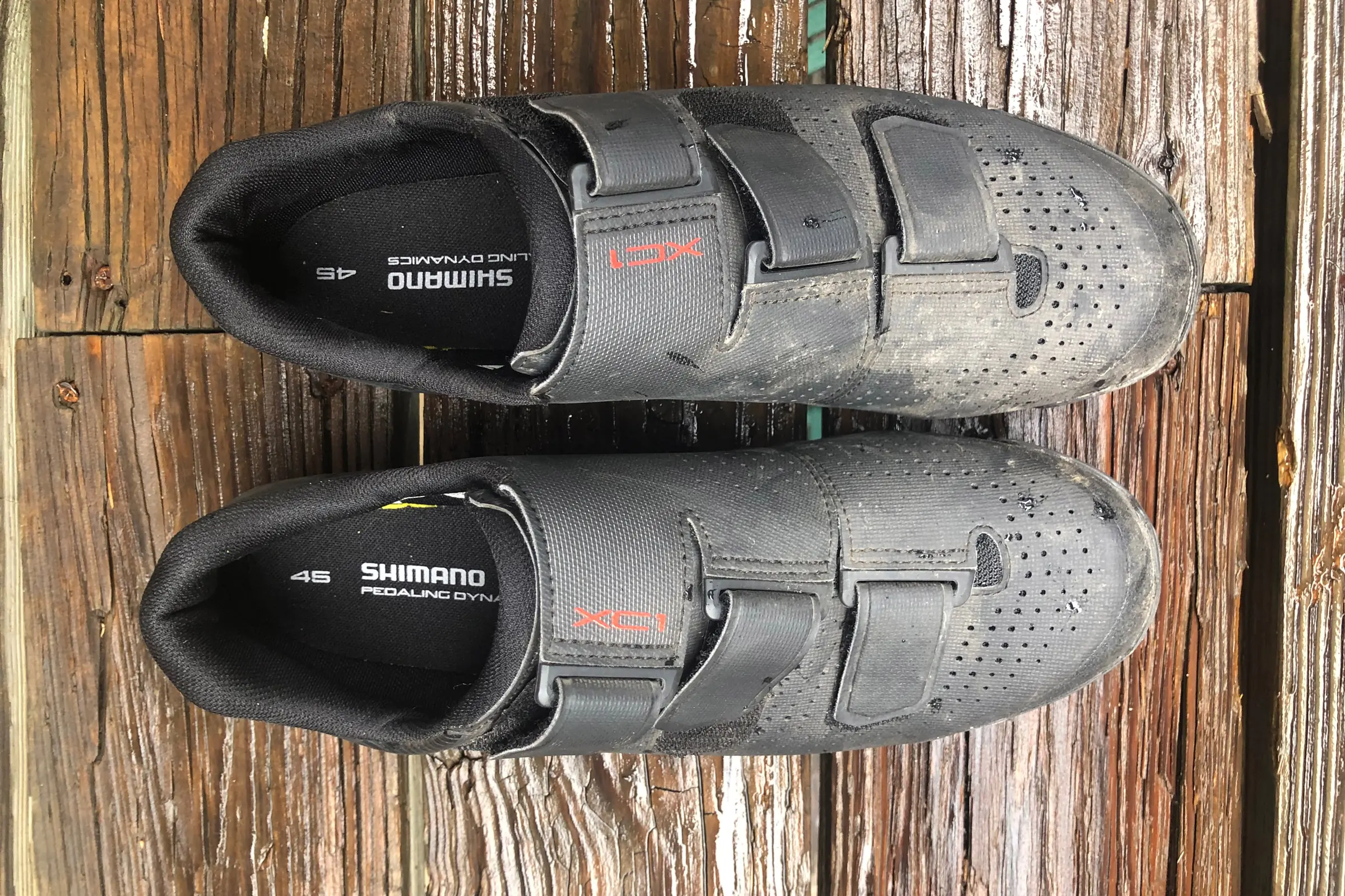 shimano's xc1's shoes showing no sign of visible damage after a test ride