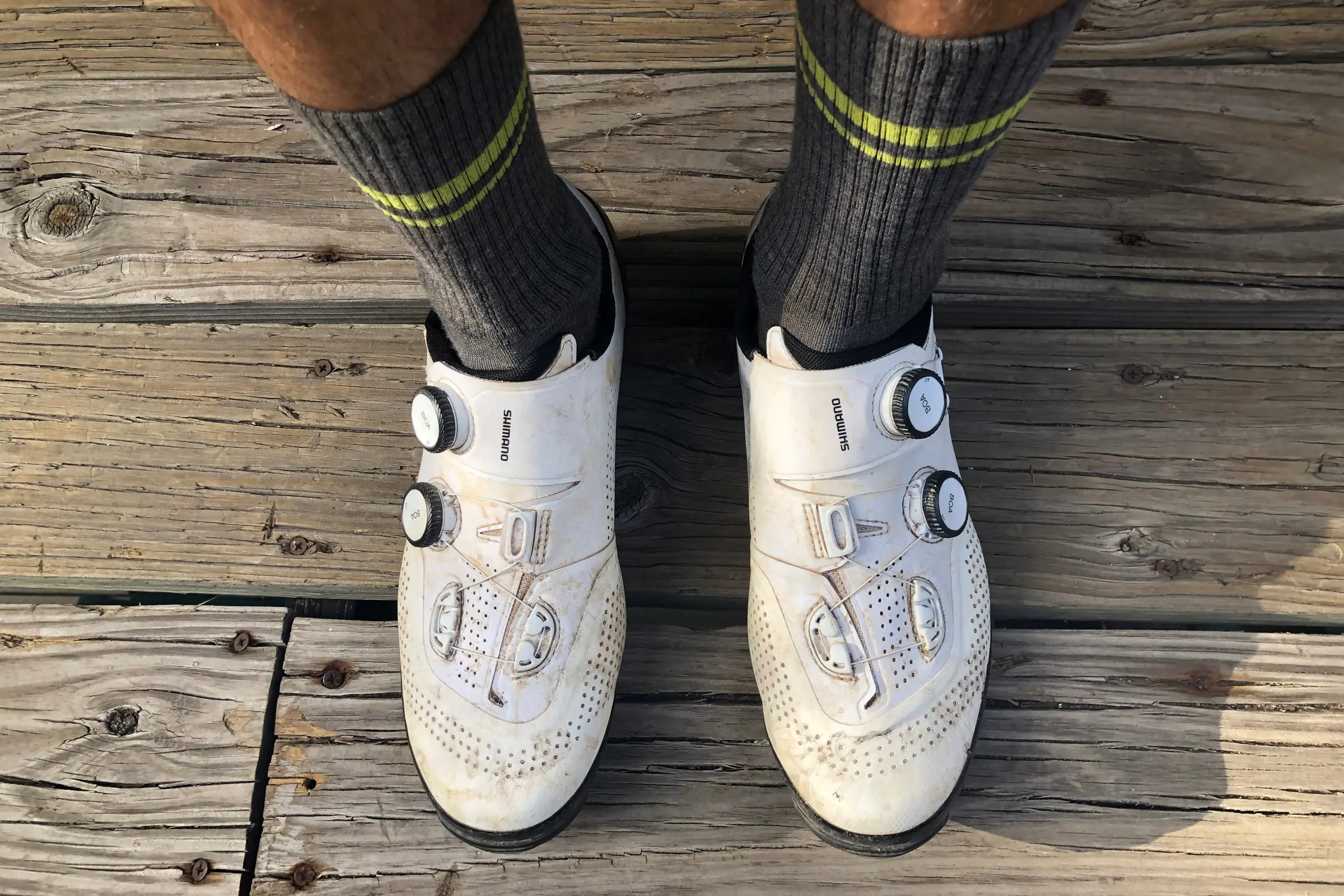 Author stepping into the S-Phyre’s for a test