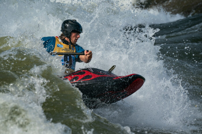 Landon Miller (USA), lays down a beautiful ride in the Men’s C1 class