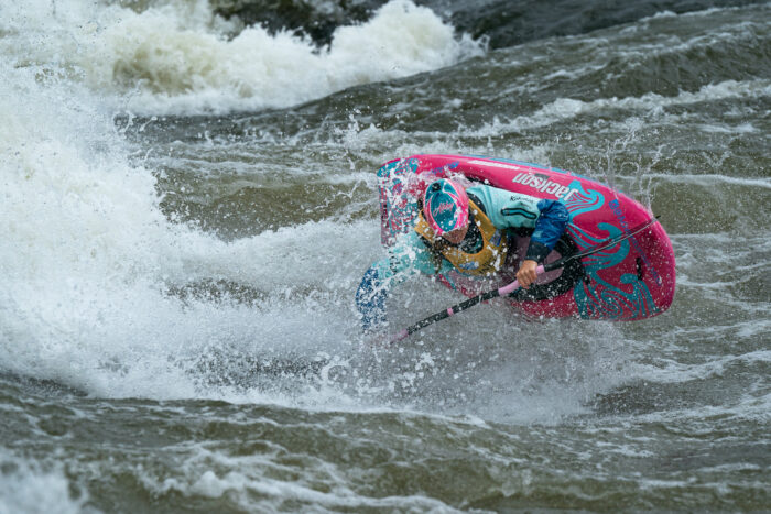 Junior World Champion, Abby Holcombe (USA) throwing a beautiful arial blunt during the women’s semifinal heat