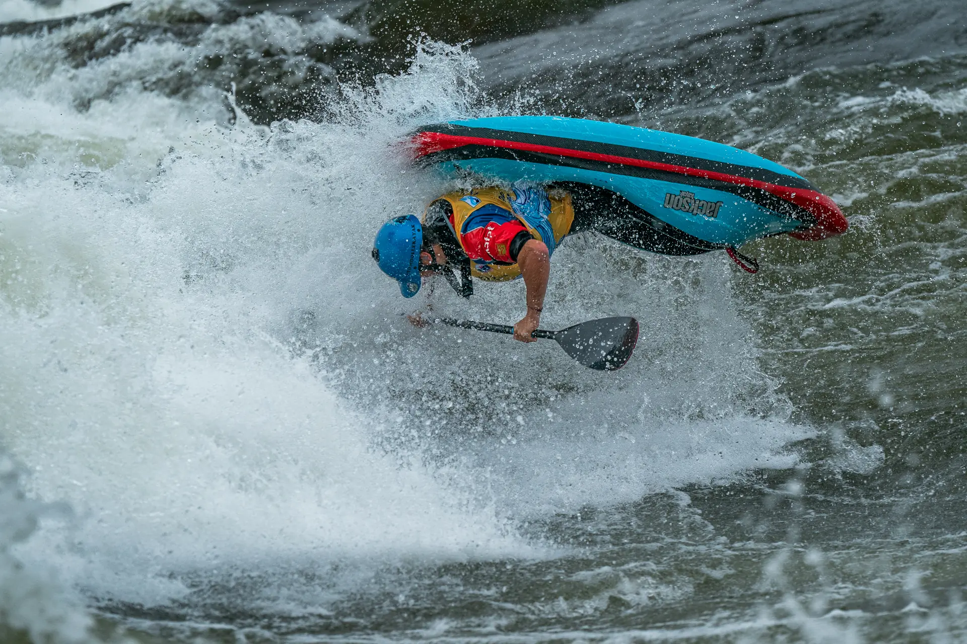 Tom Dolle (FRA) throwing a beautiful, arial airscrew during the final round of the Men’s K1 event