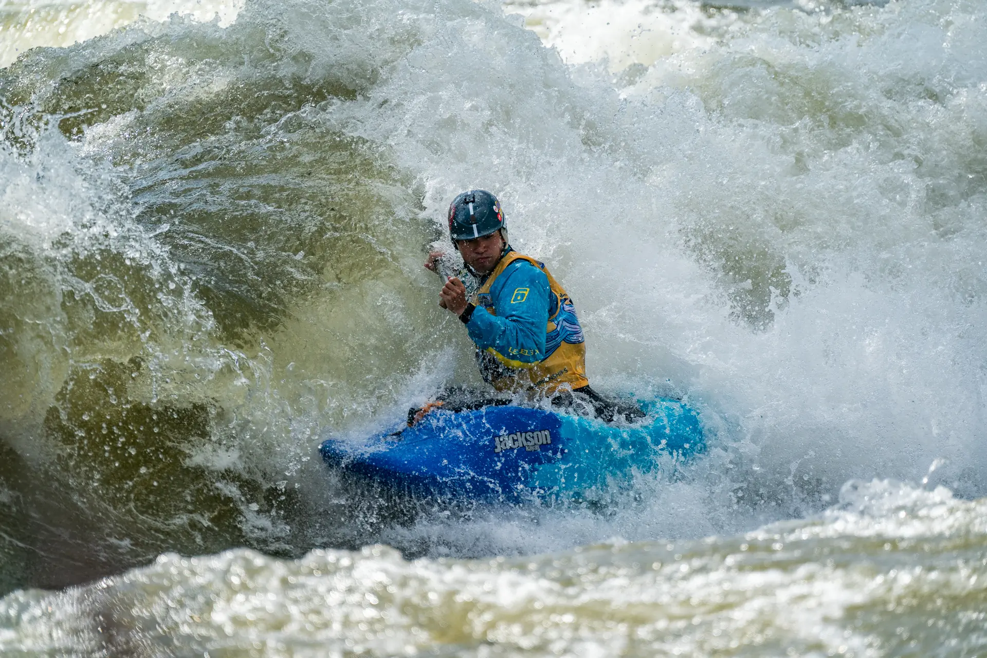 Good Wave is powerful and dynamic feature on the Chattahoochee River that is just as likely to swallow a paddler whole as it is to spit then out the back without ever scoring a point