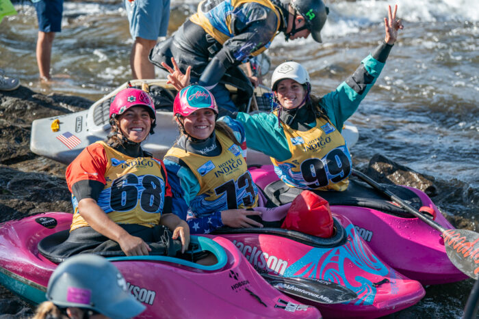 Team USA women are pretty in pink - these senior women are beautiful and fierce. From left to right: Emily Jackson, Abby Holcombe, Anna Bruno