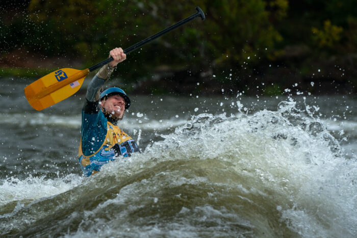 Seth Chapelle (USA) seconds after winning his first gold medal after competing internationally for 20 years