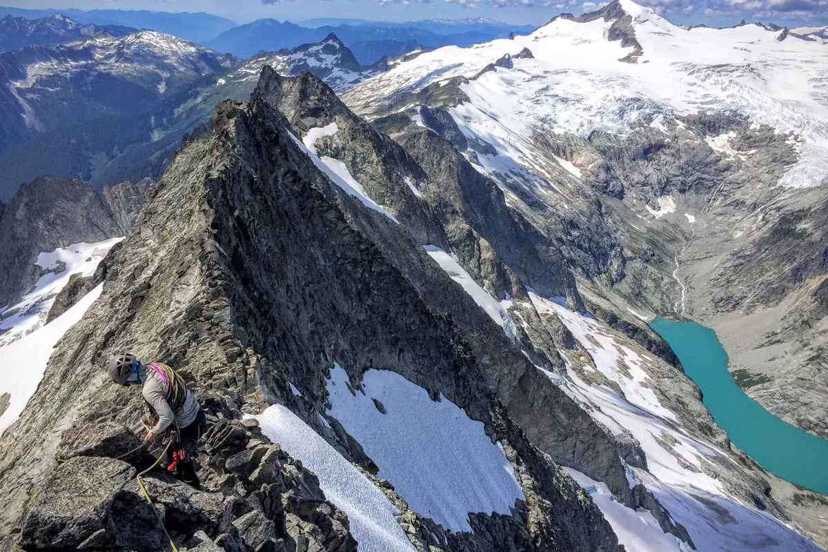 Person climbing Mt. Baker in Washington’s North Cascade