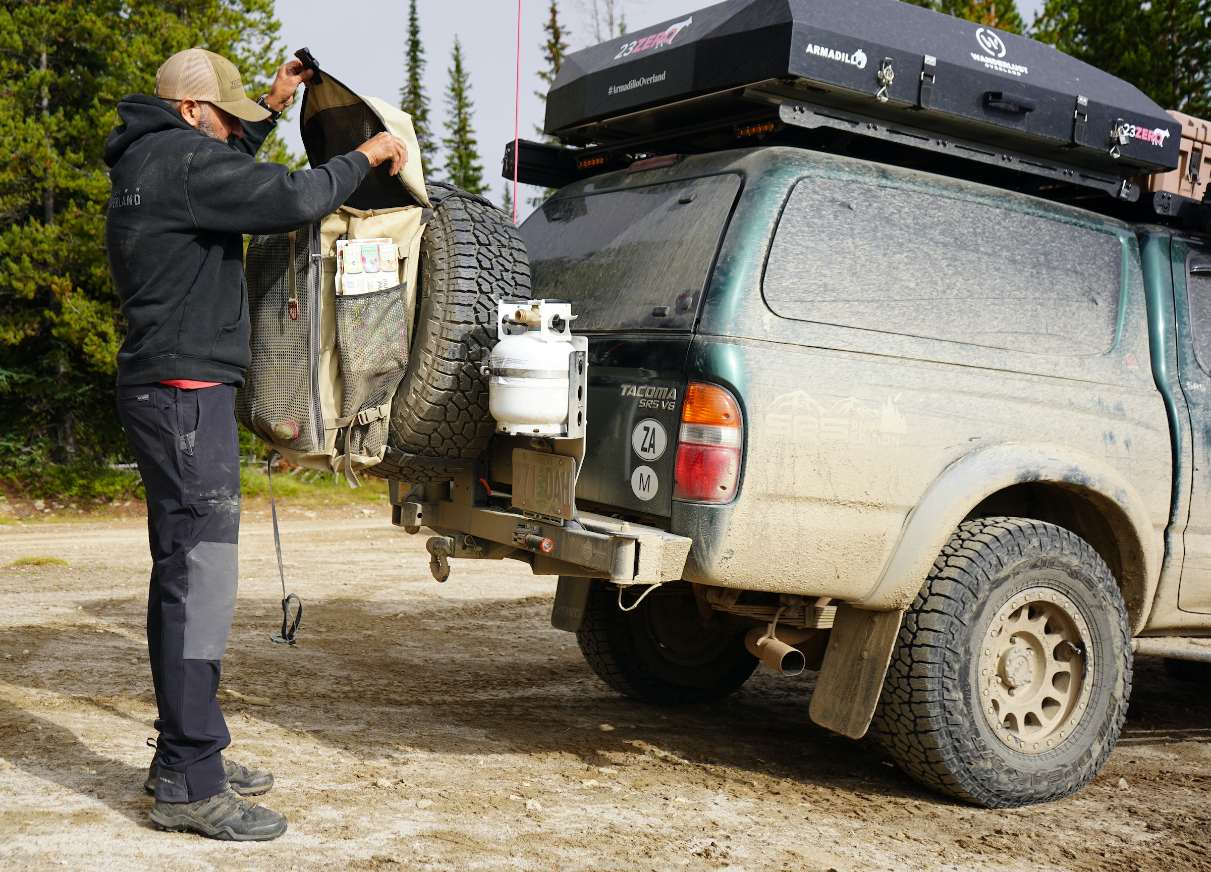 An overlander packs up his kit.