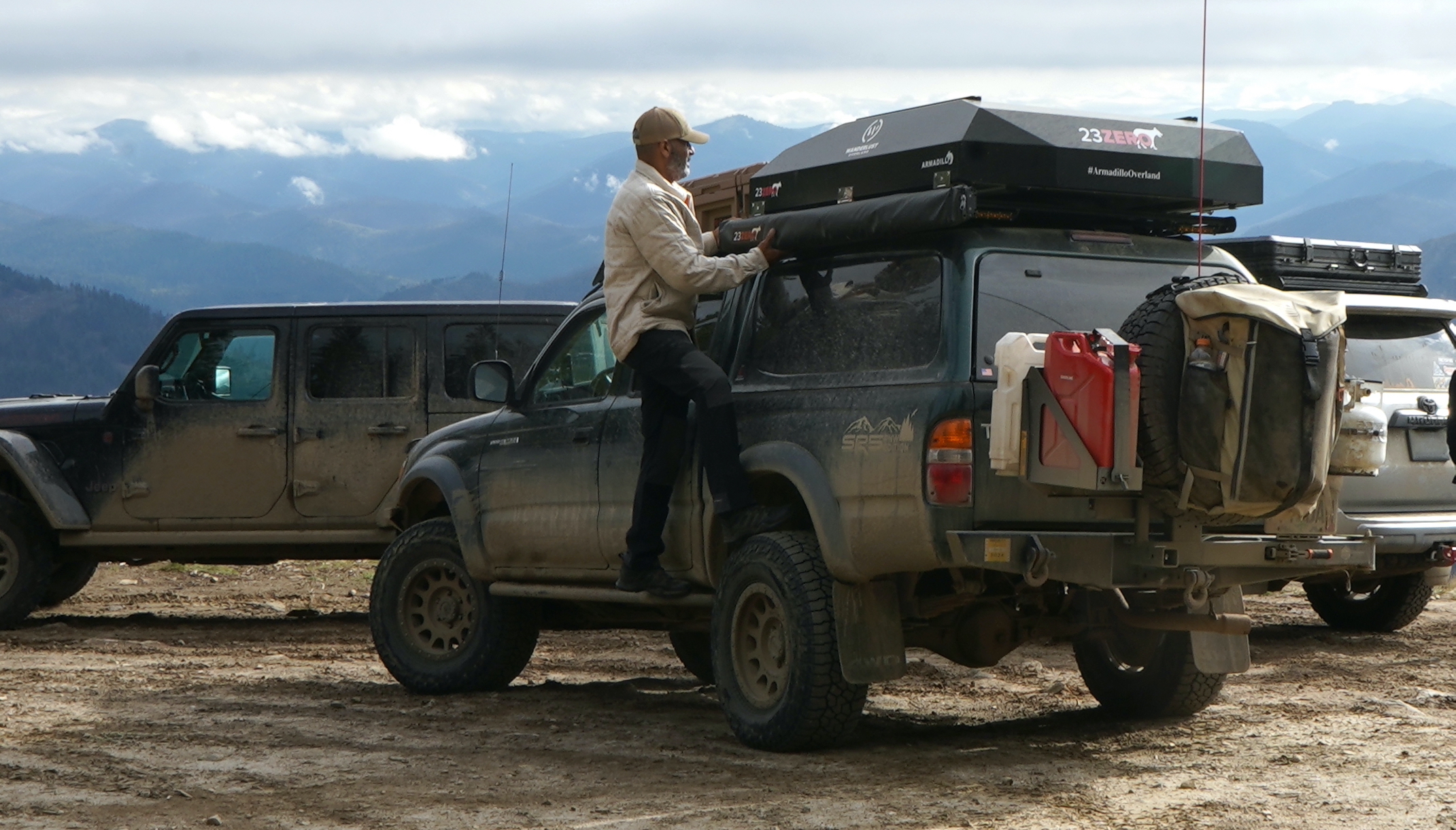 An overlander enjoys Columbia's Landroamer collection while dialing in his kit; (Photo/Veteran Overland)