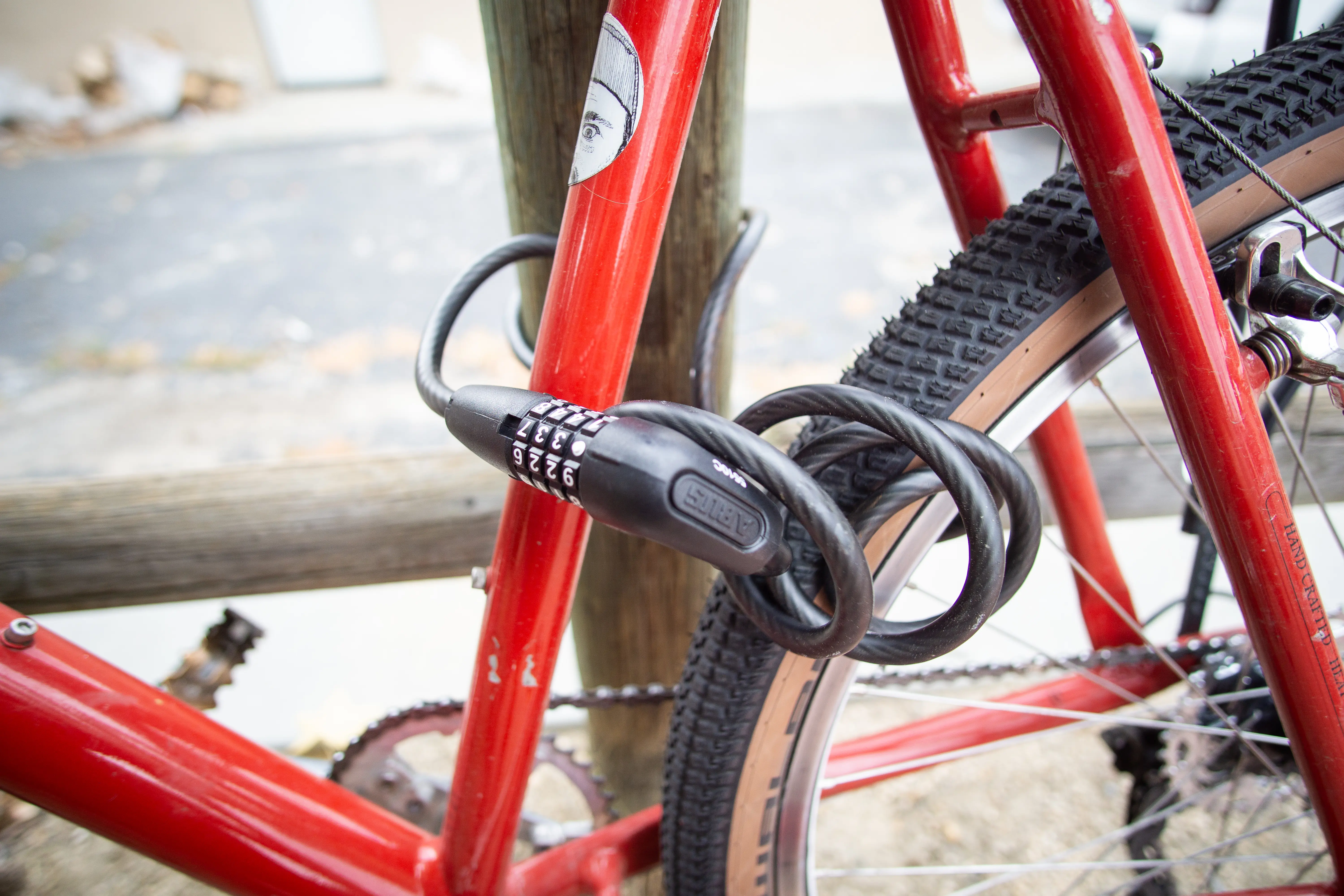 Bike secured with cable lock