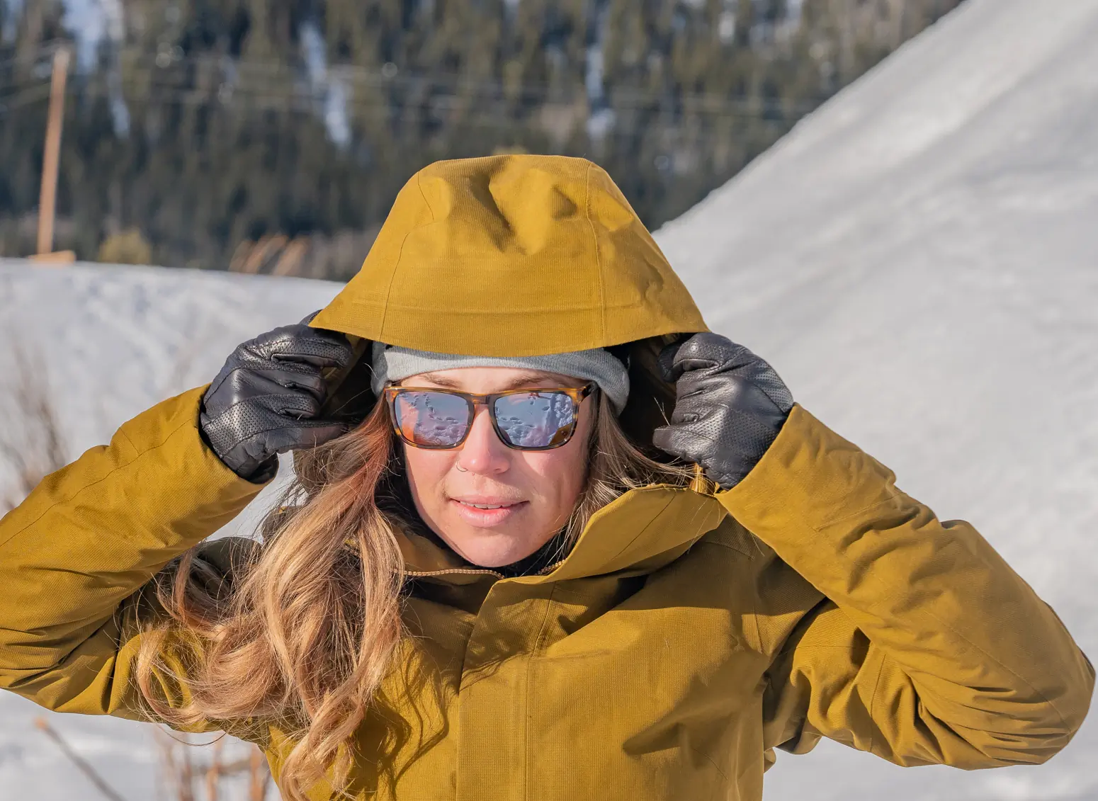 front view of the hood on the Arc’teryx Patera Parka