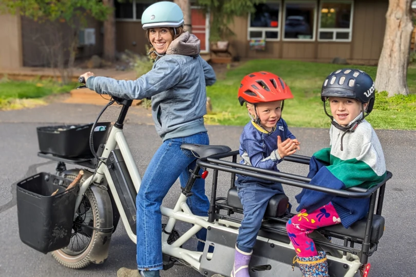 Tester Chelsey Magness on the Specialized Globe Haul LT electric cargo bike.