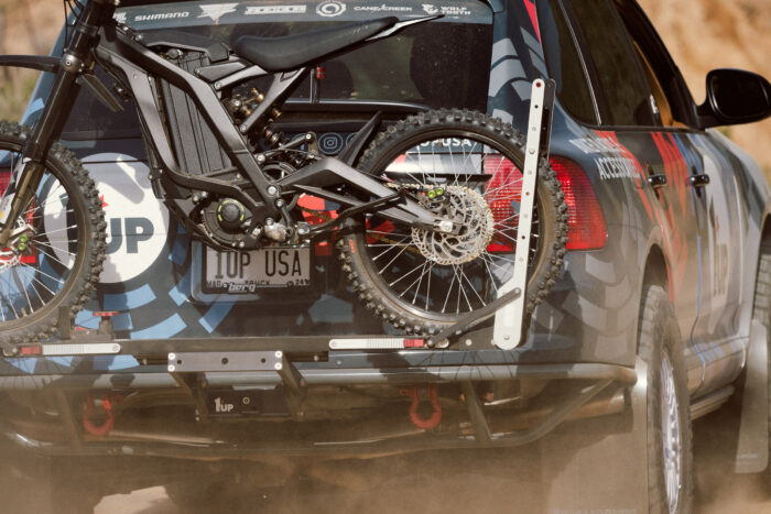 1Up’s Xtreme Duty Rack securing a e-moto