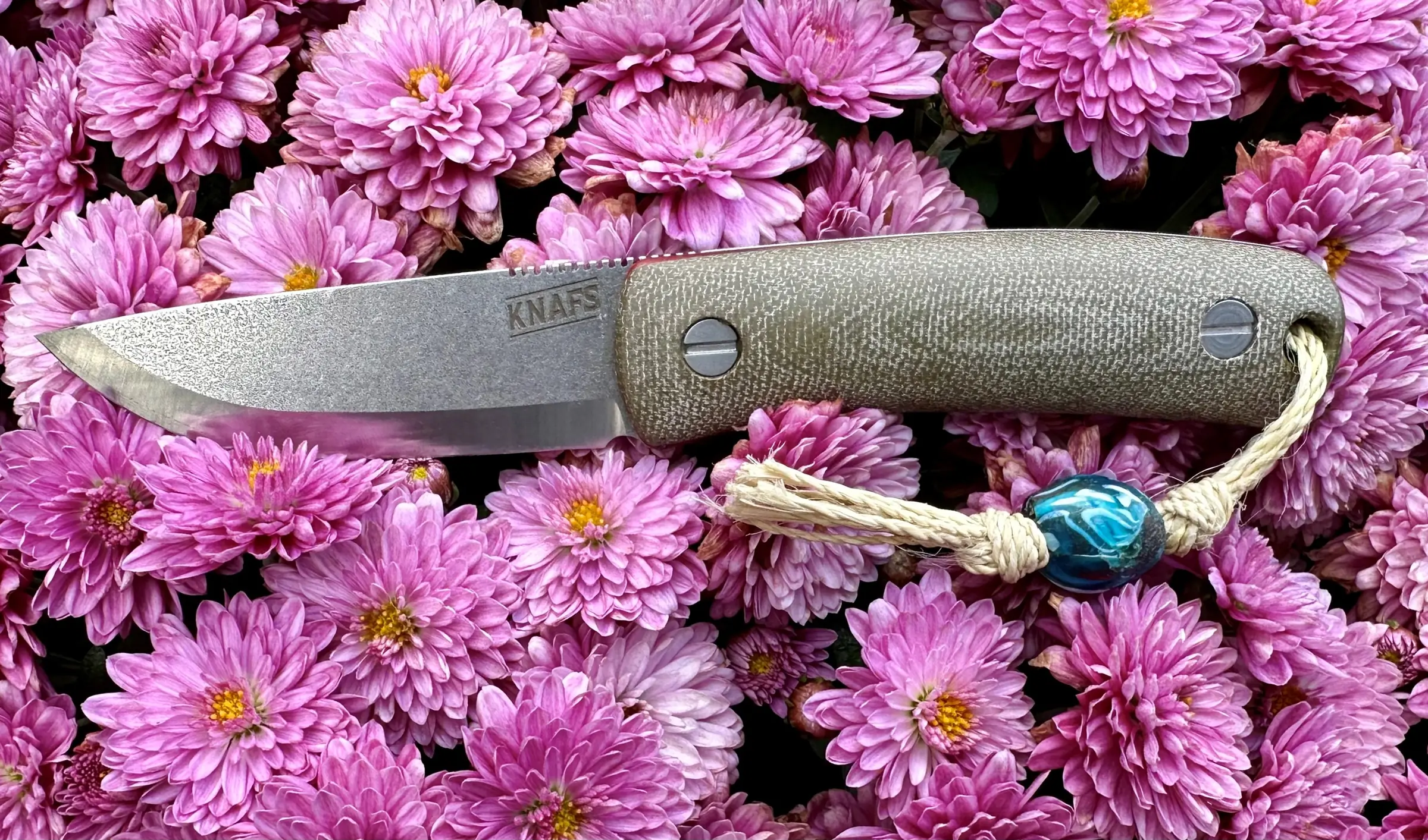 knife lulu knife displayed above flowers