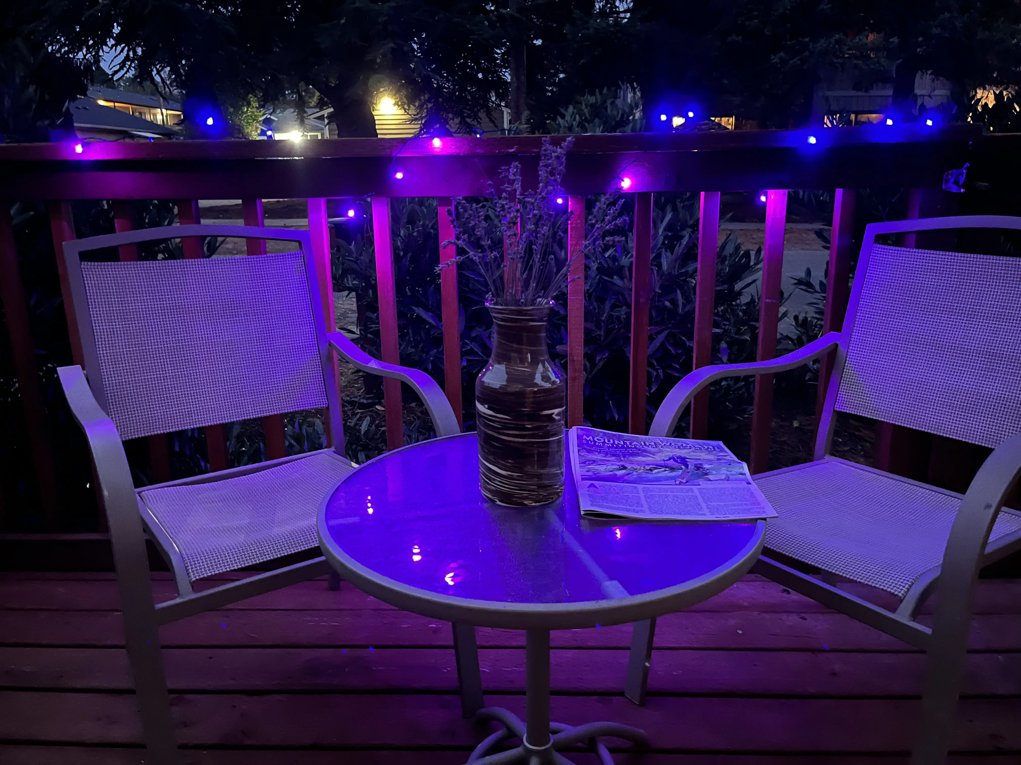 Camping String Lights on Porch Railing
