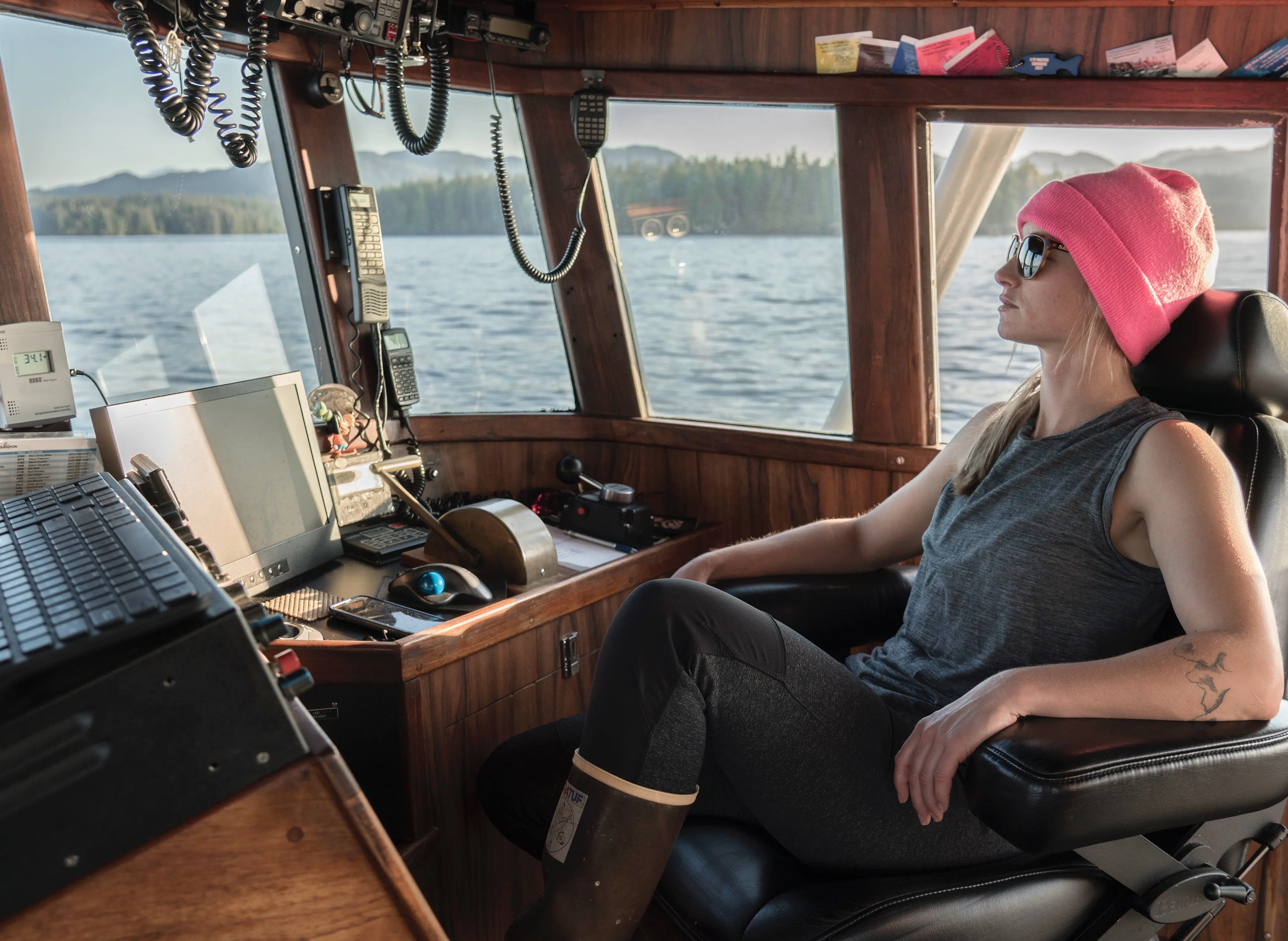 Holding down the helm like a boss; (Photo/Xtratuf)