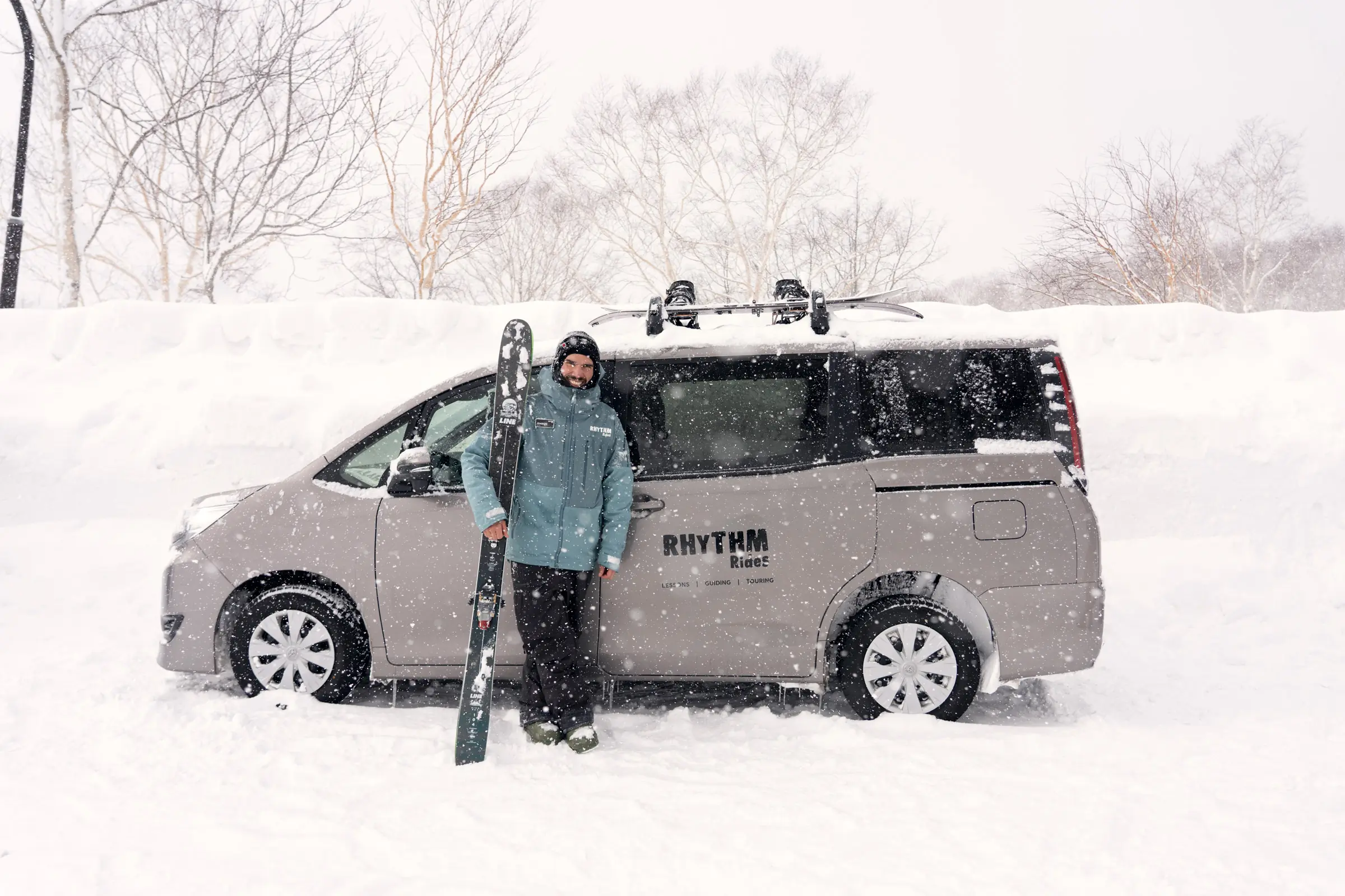 Rhythm Rides guide, Joaquin next to the van