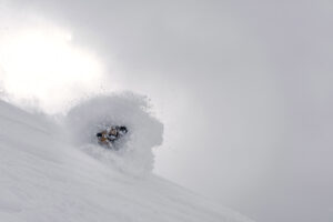 The author, sampling a classic Hokkaido powder cloud, in the Niseko United sidecountry