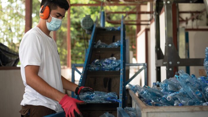 Sorting plastic at Bionic's facility in Costa Rica