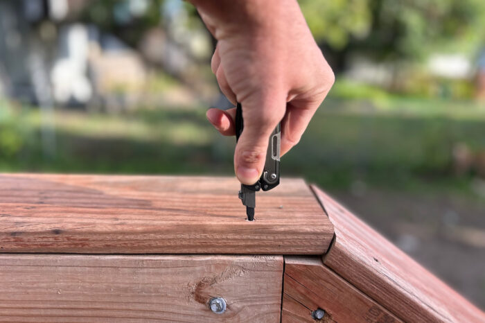 leatherman arc phillips screwdriver in patio deck